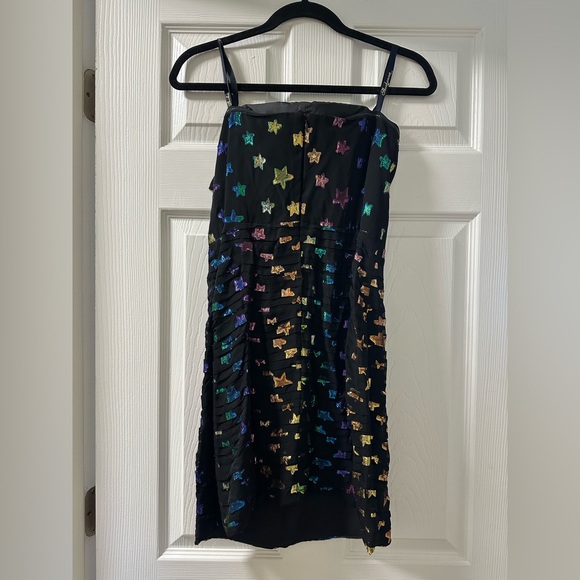 Shoshanna Women Off The Shoulder Nyla Metallic Star Mini Dress Black NWT - Picture 3 of 6